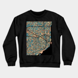 Miami Map Pattern in Mid Century Pastel Crewneck Sweatshirt